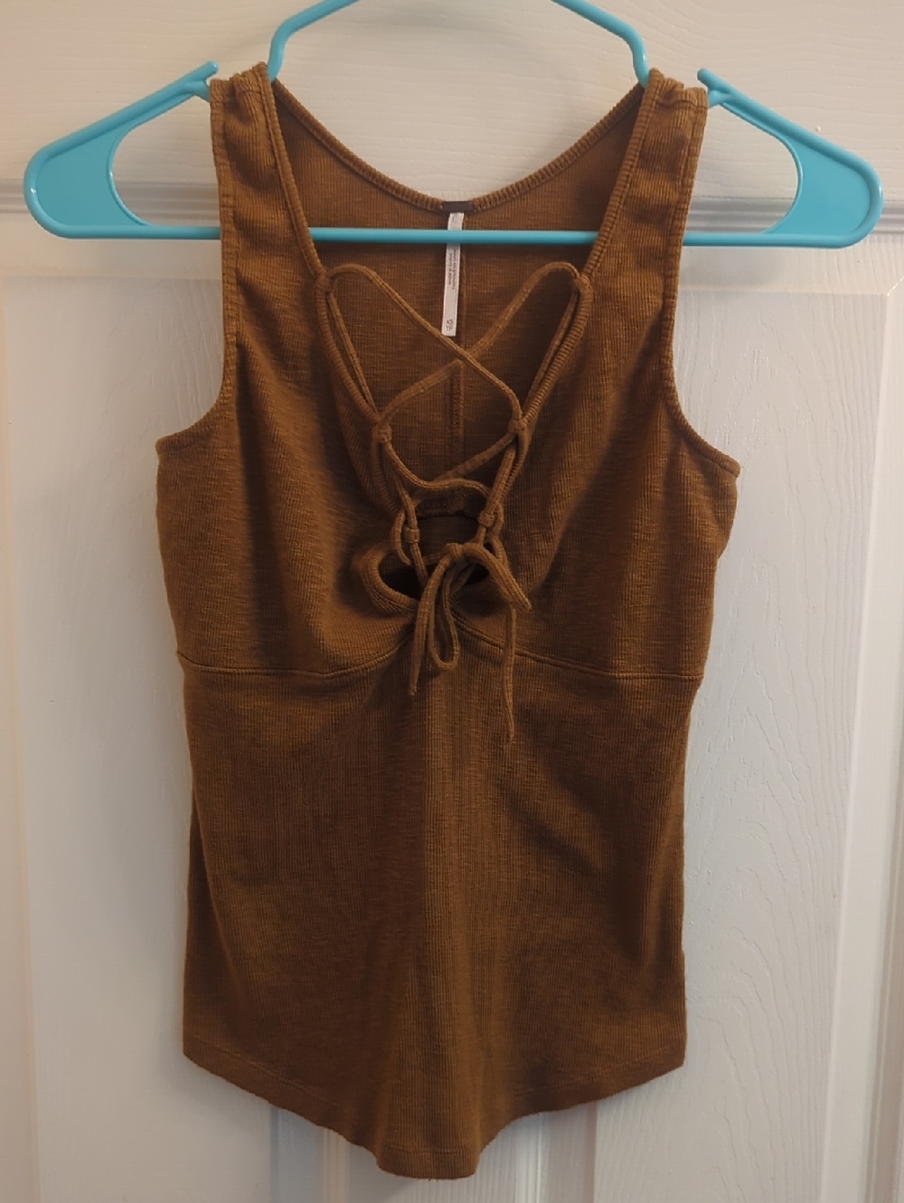 Free people gold heathered lace up tank xs